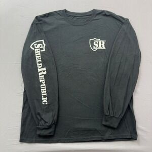Shield Republic I Study Triggernometry Long Sleeve Graphic T-Shirt Gray Mens L‎